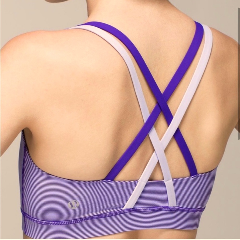 LuLuLemon Energy athletic bra purple stripe Sz 8